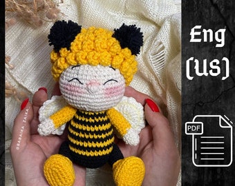 PDF Crochet Pattern Cute Baby Bee, Amigurumi bee pattern, Bee doll, Bee crochet doll pattern, amigurumi animal, Cute bee pattern