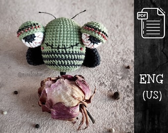 VIRKMÖNSTER ZomBee Bee / Amigurumi Halloweenmönster / Virkat insektsmönster / PDF på engelska