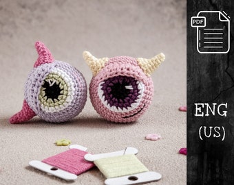 Modello all'uncinetto mostro / Modello all'uncinetto di Halloween / Mostro Amigurumi / Modello all'uncinetto portachiavi / Decorazione di Halloween fai da te