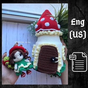 PDF Amanita House, Mushroom amigurumi pattern, Amanita ornament Mushroom House, Crochet decoration, Doll Pattern, Doll House