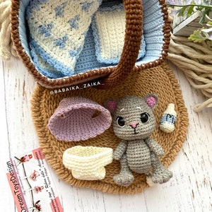 PDF Crochet Pattern Baby Cat in a Basket, Amigurumi cat pattern, Crochet Kitty, Cute cat, Animal pattern, Amigurumi animal, Crochet animal image 5