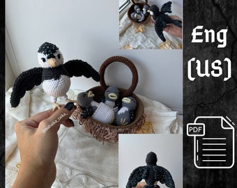 PDF Crochet Swaalow's nest Pattern, Amigurumi Bird, Amigurumi decor, Amigurumi nest, Amigurumi House Pattern, Crochet swallow pattern