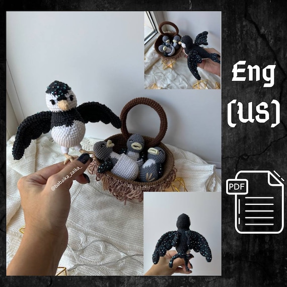 Preview of PDF Crochet Swaalow's nest Pattern, Amigurumi Bird, Amigurumi decor, Amigurumi nest, Amigurumi House Pattern, Crochet swallow pattern by CrochetFunnyFriends
