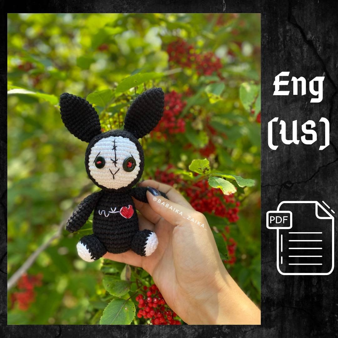 PDF Crochet Small Voodoo Bunny Amigurumi Pattern Button Eyes