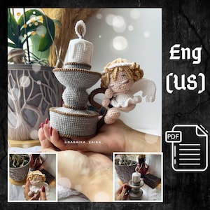 PDF Angel with Candelabrum Crochet Pattern, Amigurumi Angel Pattern Candle Pattern, Crochet holder with candle,  Angel doll, Amigurumi decor