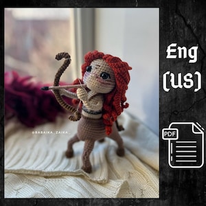Wzór na szydełko w formacie PDF Strzelec, wzór na znaki zodiaku Amigurumi Wzór na szydełko Centaur Wzór zwierzęcy Wzór na lalkę Amigurumi Wzór na szydełko zwierzęce