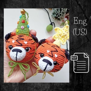 Amigurumi christmas balls, crochet tiger, crochet pattern christmas tree toys, amigurumi new year