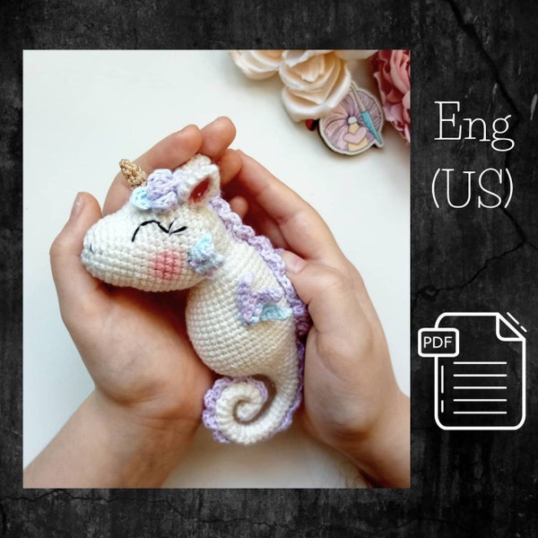 Сrochet pattern unicorn seahorse, amigurumi seahorse, kawaii seahorse,  kawaii crochet unicorn,mythical unicorn