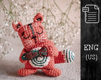 Katzen Häkelanleitung / Amigurumi Katze / Katze mit Fisch häkeln / Kleine Katze häkeln / Kitty Amigurumi Anleitung / PDF Häkelanleitung