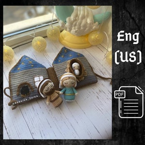 Wzór szydełkowy PDF na szopkę, wzór szydełkowy na Boże Narodzenie, lalka szydełkowana, ozdoba szydełkowana Amigurumi, szopka bożonarodzeniowa, wystrój świąteczny