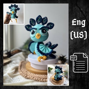 PDF Crochet Peacock Pattern, Amigurumi Bird, Crochet Bird Pattern, Amigurumi Peacock, Amigurumi animal, Bird Doll Pattern, Bird amigurumi
