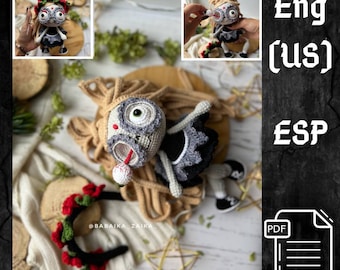 PDF Crochet Santa Muerte Pattern in Eng, Halloween Pattern, Crochet Monster, Doll Crochet Pattern, Skull Doll Santa Muerte patrón en español