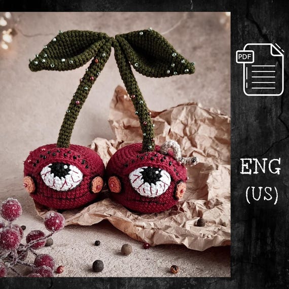 Preview of Crochet Cherry Monsters Pattern / Amigurumi worm / Crochet creepy toys / English PDF pattern by CrochetFunnyFriends