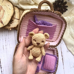 PDF Crochet Pattern Teddy Bear in Suitcase, Small Toy Pattern, Amigurumi, Animal Pattern, Amigurumi bear pattern, TUTORIAL bear in Eng image 5