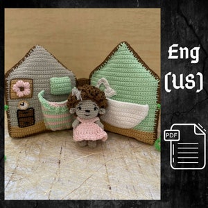 PDF Crochet pattern Hadgehog and her DollHouse, Amigurumi pattern, Crochet Cute Funny Animal, Forest animal, Crochet House, Crochet Book