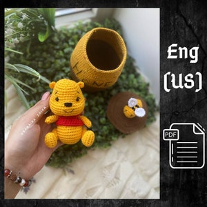 PDF Crochet Pattern Winnie the Pooh in a honey Pot, Small Toy Pattern, Animal Pattern, Amigurumi teddy bear pattern, Crochet animal