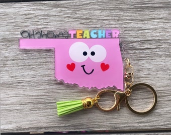 Oklahoma Teacher  Acrylic Keychain/Charm