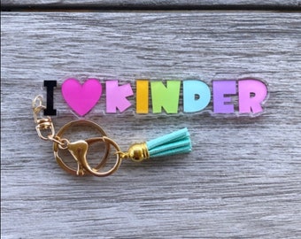 I HEART KINDER Acrylic Keychain/Charm