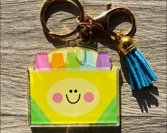 Happy Crayon Box Teacher  Acrylic Keychain/Charm