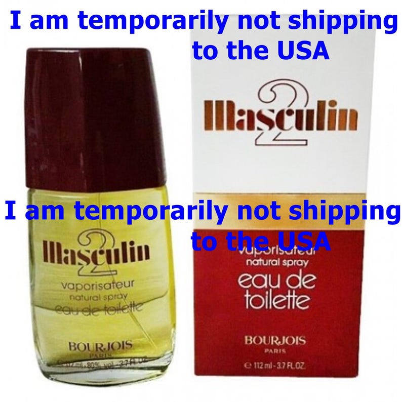 May include: A bottle of "Masculin" eau de toilette by Bourjois Paris, with a dark red cap and a yellow liquid. The packaging includes the text "vaporisateur natural spray eau de toilette". The box is red and white.