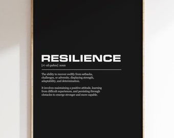 Definición de resiliencia: Póster inspirador para la oficina / Impresión artística para pared / Citas inspiradoras / Láminas motivacionales / Decoración de pared motivacional