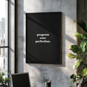 Progress Over Perfection | Motivational Poster, Wall Art, Discipline, Home Office, Gym Poster, Inspirational, Office Art, Success Quote