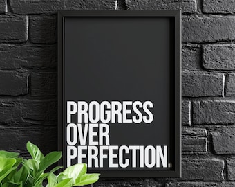 Progress Over Perfection | Motivational Poster, Wall Art, Discipline, Home Office, Gym Poster, Inspirational, Office Art, Success Quote
