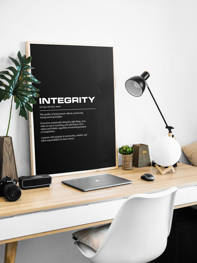 Integrity Definition Inspirational Office Poster Wall Art Print