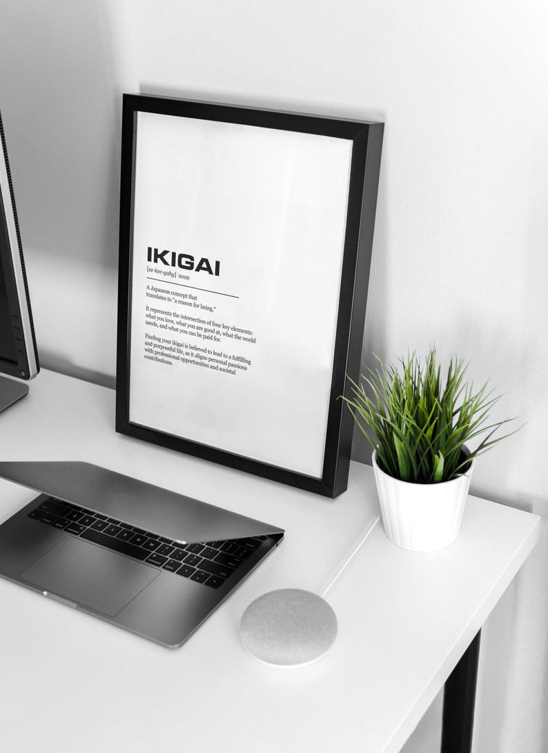 Ikigai Definition Inspirational Office Poster Wall Art Print