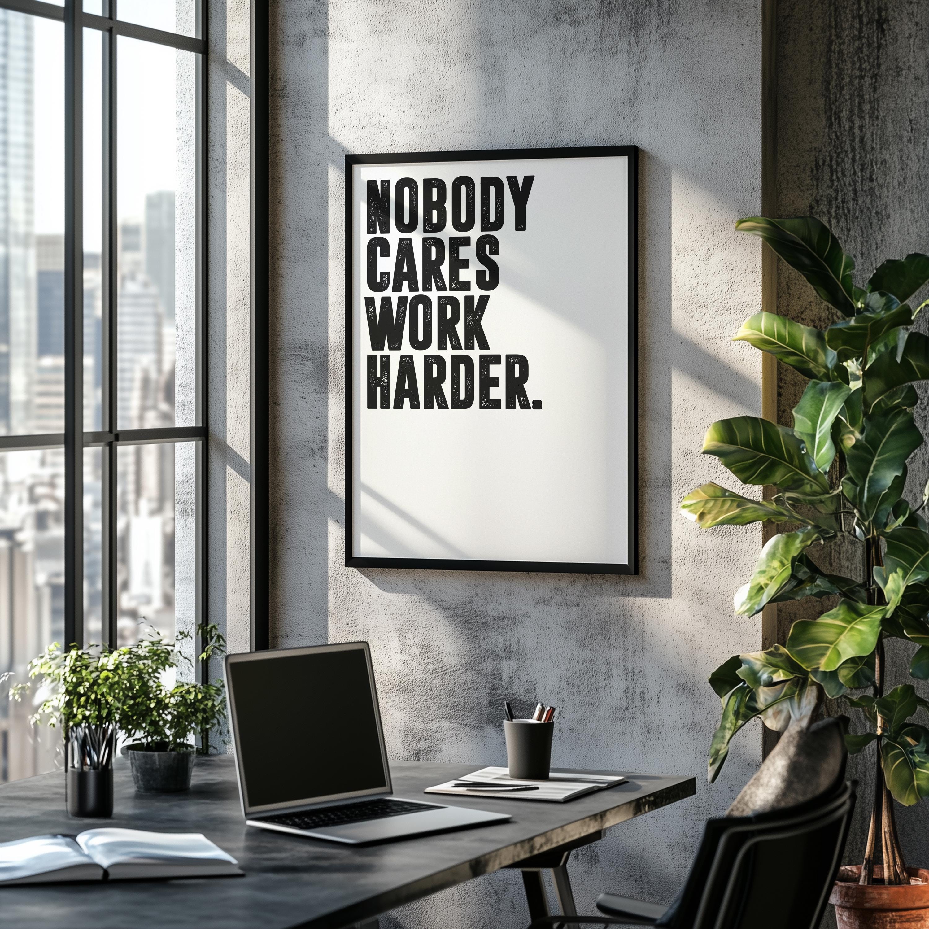 Metallschild "Nobody Cares Work Harder" - Motivations-Wanddeko 30,5x20,3 Cm Für Büro, Fitness, Zuhause