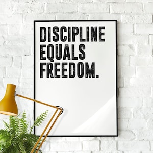 Jocko Willink Discipline staat gelijk aan vrijheid | Motiverende poster, kunst aan de muur citaat, minimalistisch, kantoor aan huis print inspirerende citaten Woondecoratie