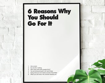 6 Gründe | Retro Poster, Minimalistisch, Wanddekoration, Motivationsposter, Inspirational Wall Art, Motivation, Office Poster, Home Décor