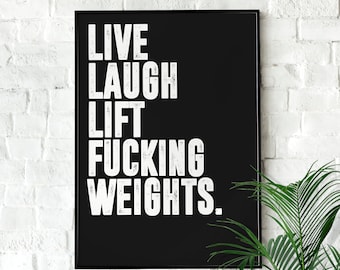 Live Laugh Lift | Home Gym Decor, Gym wall art, Gym Poster, Motivational Wall Art, Workout Poster, Home Décor, Jocko Willink, Funny Poster
