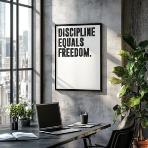 Jocko Willink Discipline staat gelijk aan vrijheid | Motiverende kunst aan de muur, postercitaat, minimalistisch, thuiskantoor print inspirerende citaten Woondecoratie