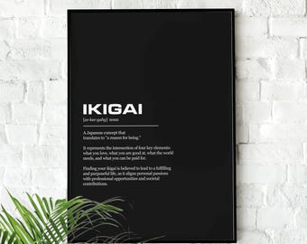 Ikigai Definition Inspirational Office Poster Wall Art Print | Inspirational Quotes | Motivational Prints | Motivational Wall Decor
