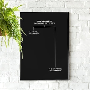 Discipline is Choosing Between | Motivational Poster, Wall Art, Minimalist, Home Office, Gym Poster, Home Décor, Office Art, Jocko Willink