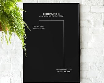 Discipline is Choosing Between | Motivational Poster, Wall Art, Minimalist, Home Office, Gym Poster, Home Décor, Office Art, Jocko Willink