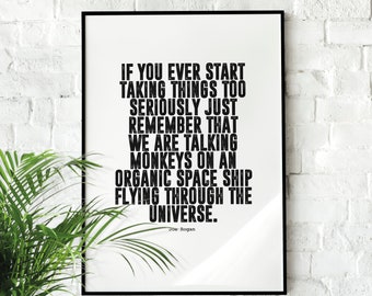 Joe Rogan Talking Monkeys | Motivational Poster, Wall Art Quote, Minimalist, Home Office Print, Inspirational Quotes, Home Décor, Motivation