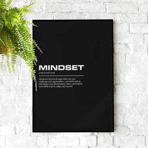 Definición de mentalidad Póster de oficina inspiradora Impresión de arte de pared / Citas inspiradoras / Impresiones motivacionales / Decoración de pared motivacional