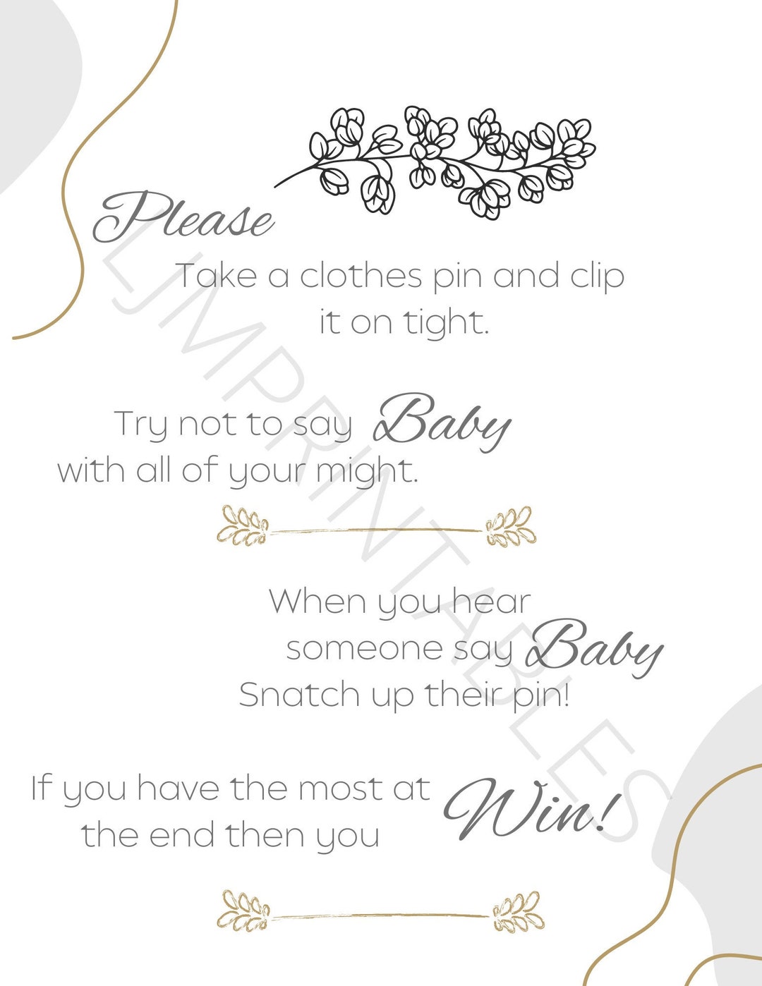 Baby Shower Clothes Pin Game Etsy