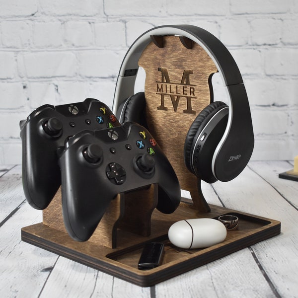 Headphones and Controller Stand, Gaming Décor, Headset Stand, Headphones and Gaming Controller Holder, Christmas Gift for Gamers