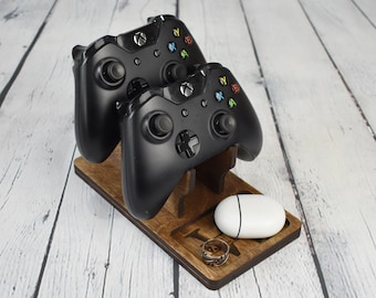 Soporte de controlador de madera, regalo personalizado para él, soporte de controlador de juegos, regalo para novio, regalo para hombres, regalo de Navidad para jugadores