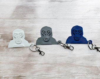 Porte-clés gorille tag singe, personnage de la réalité virtuelle gorille tag, porte-clés tête de moine gorille imprimé en 3D, cadeau pour joueur VR