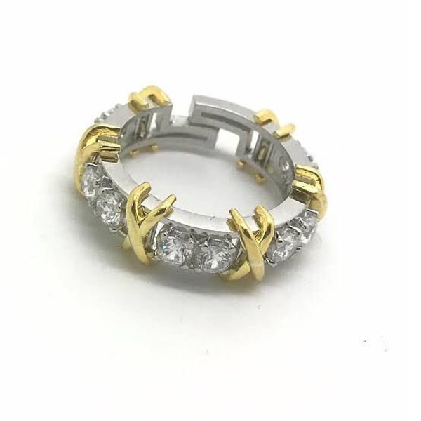 Sixteen Stone Ring, Geometric Motifs Ring, Shiny Cross Ring, Daily Shiny Ring, Adjustable Cross Style Ring, Designer Ring