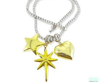 Fat Star Pendant, 18K Gold Star Pendant, 925 Silver Star Pendant, Shiny Star Pendant, Gift Star Pendant, Fluffy Star Charm