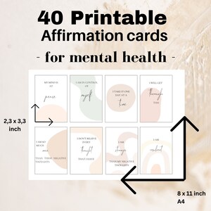 40 Printable Affirmation Cards, Affirmation Cards Depression, Affirmation Card Deck, Mental Health Affirmation cards, digital, pdf, jpg