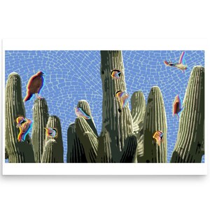 Birds and Cactus Print - Poster - Wall Art