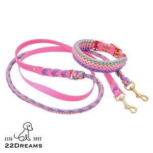 Collar and leash set &quot;Elodie&quot; in pastel colors