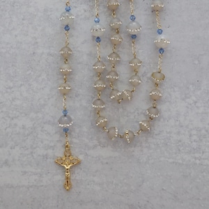 Something Blue Wedding Rosary: 14K Gold Filled Rosary Crystal Adorned Beads