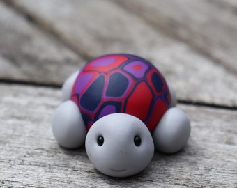 Handmade Pink/Purple/Blue Polymer Clay Fidget Turtle  (Bisexual Flag)